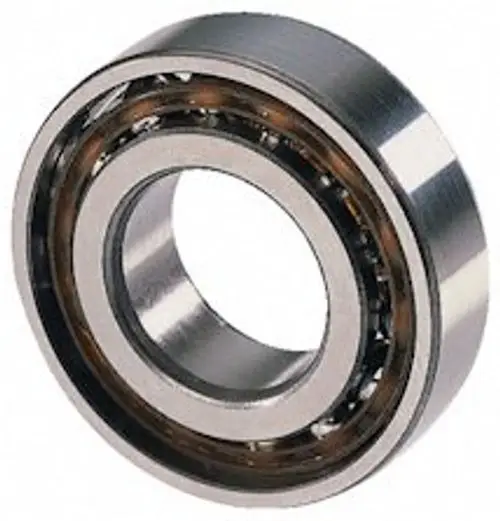 Bosch Schrägkugellager mit metallischem Gehäuse und zentralem Loch, das für rotierende Anwendungen in Maschinen und Fahrzeugen verwendet wird.